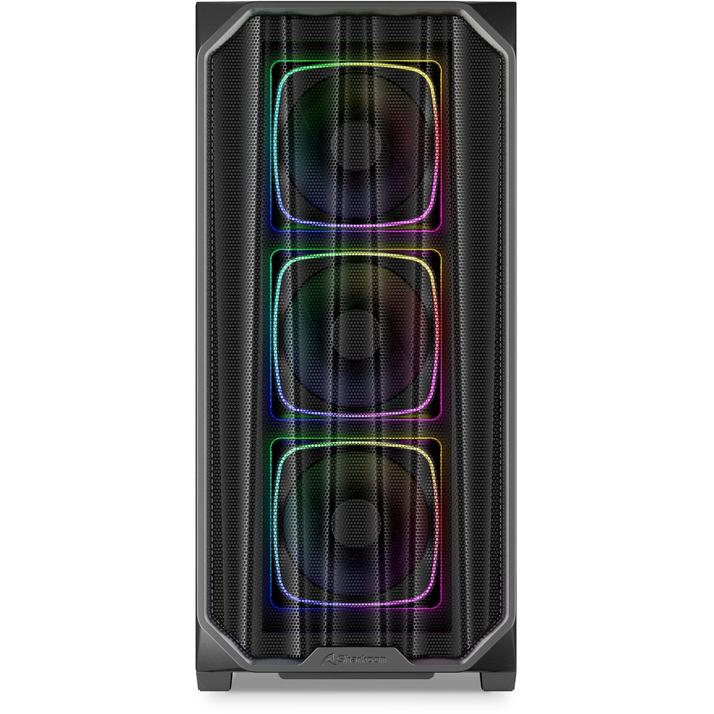 Sharkoon ak5m rgb midi tower behuizing (zwart | 2x usb-a | 1x usb-c | rgb | tempered glass)