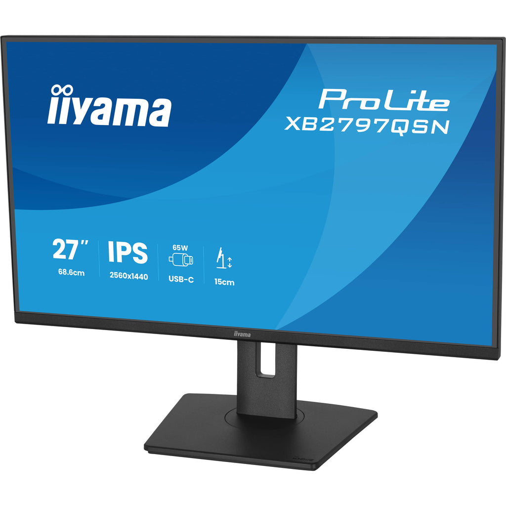 Iiyama prolite xb2797qsn-b1 27 monitor (zwart, 75 hz, hdmi, displayport, usb-c, lan, audio)