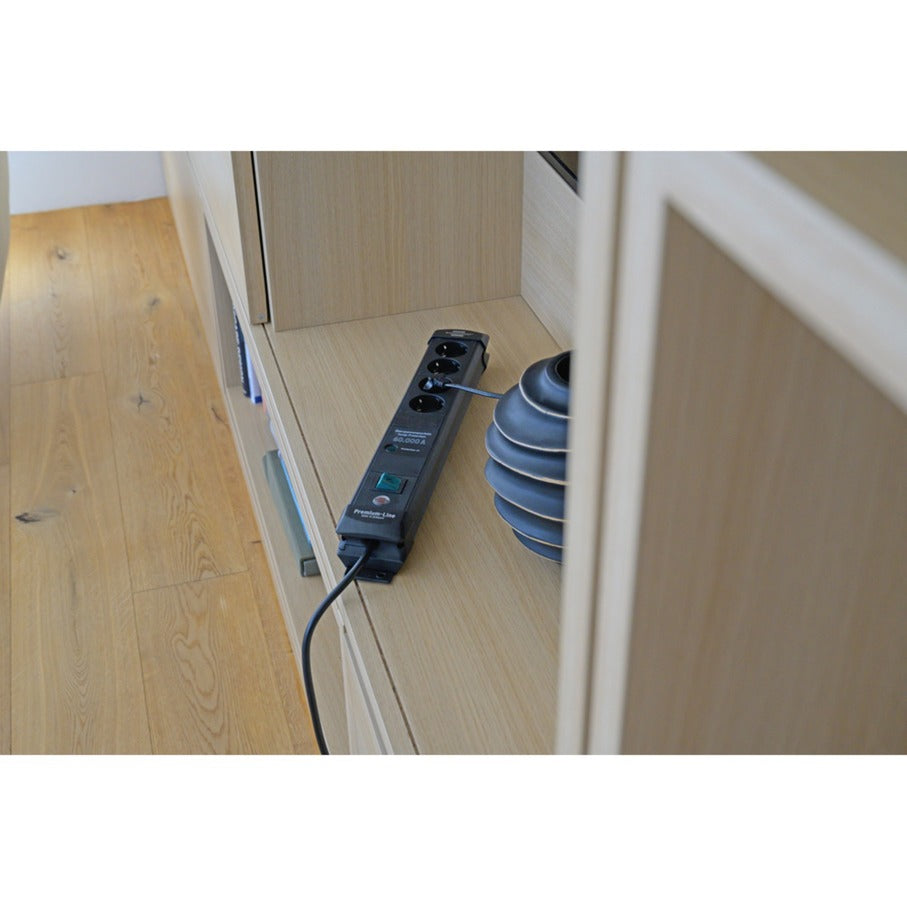 Brennenstuhl premium-line 60.000a stekkerdoos met overspanningsbeveiliging 4-voudig zwart 1,8m h05vv-f 3g1,5