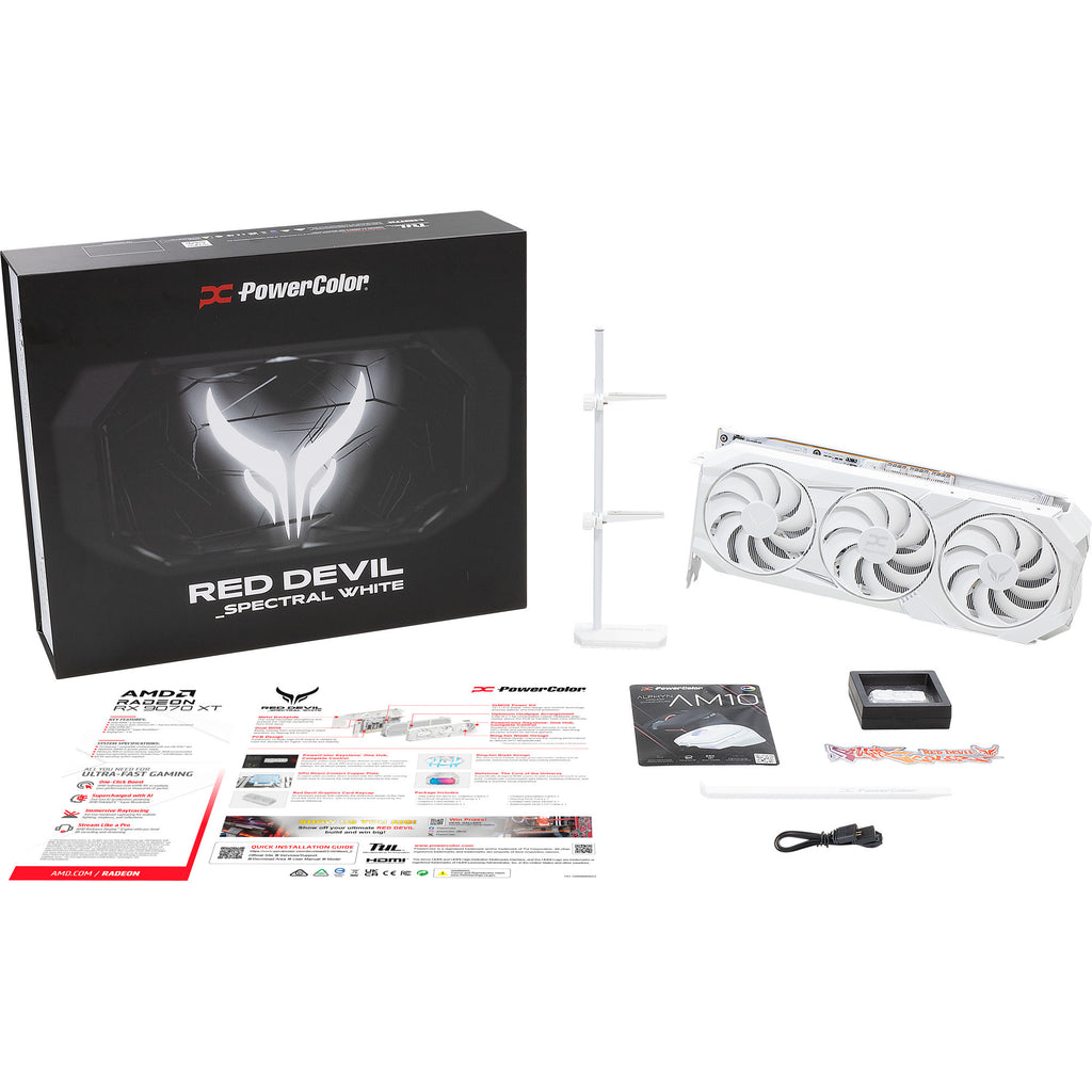 Powercolor radeon rx 9070 xt red devil spectral white 16gb gddr6 grafische kaart (wit, rdna4, gddr6, 3x displayport, 1x hdmi)