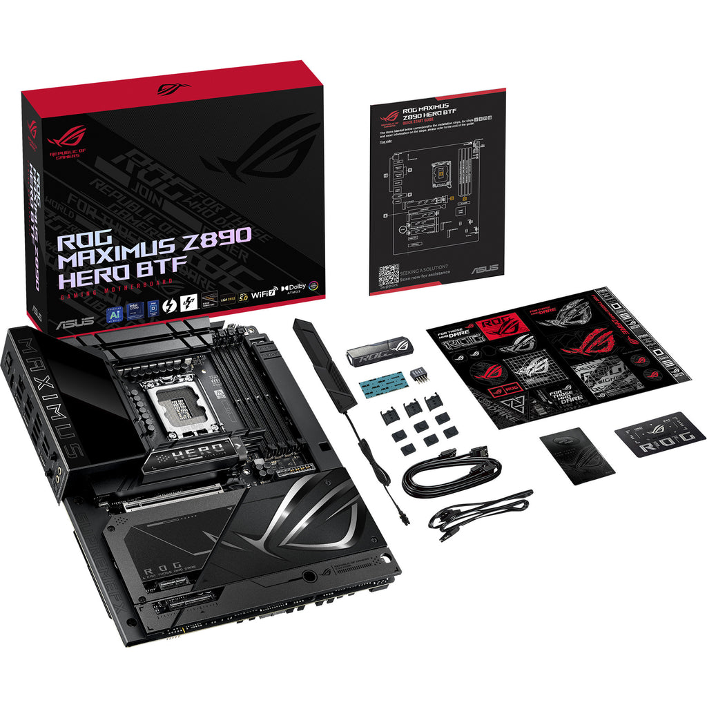 Asus rog maximus z890 hero btf socket 1851 moederbord (zwart, raid, 5 gb-lan, wi-fi 7, bt, sound, atx)