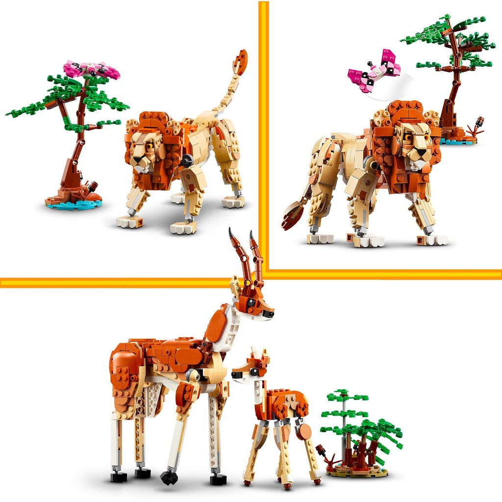 Lego creator 3in1 safaridieren speelgoed set met giraffe, gazelles en leeuw 31150