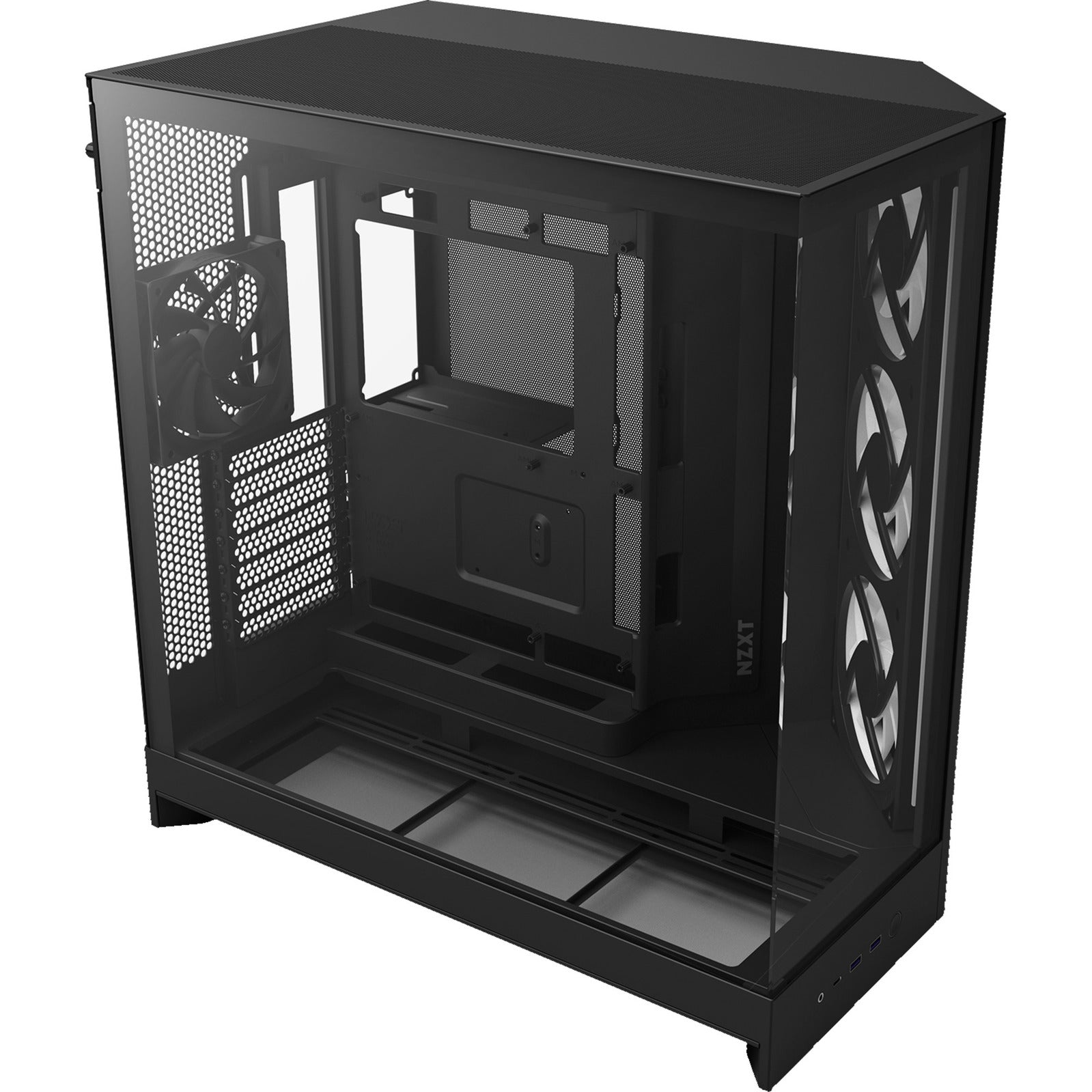 Nzxt h9 flow rgb midi tower behuizing (zwart (mat) | 2x usb-a | 1x usb-c | rgb | tempered glass)