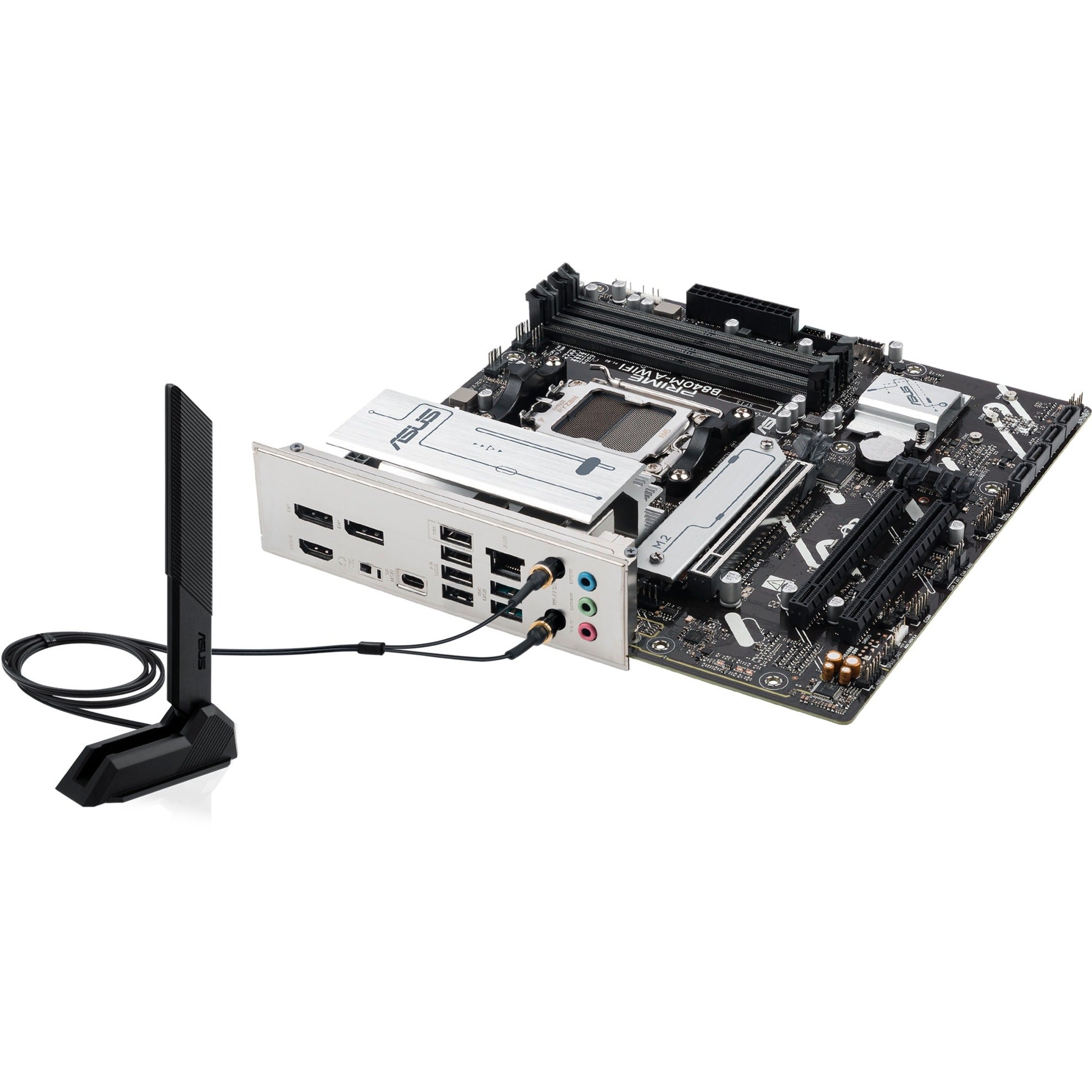Asus prime b840m-a wifi socket am5 moederbord (2.5 gbe-lan, wi-fi 6e, bt, sound, µatx)
