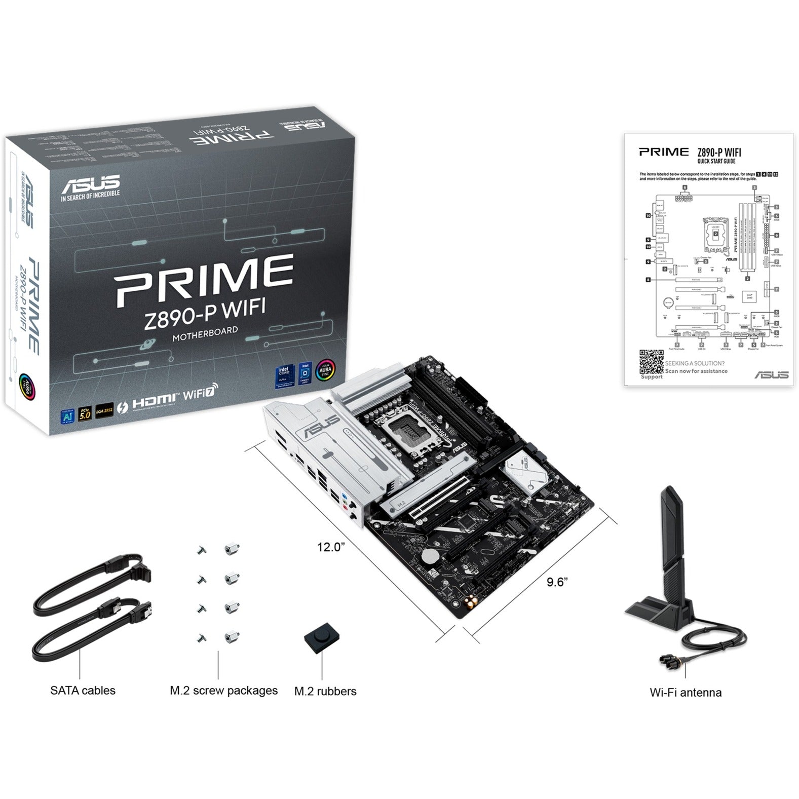Asus prime z890-p wifi socket 1851 moederbord (raid, 2.5gb-lan, wi-fi 7, bt, sound, atx)