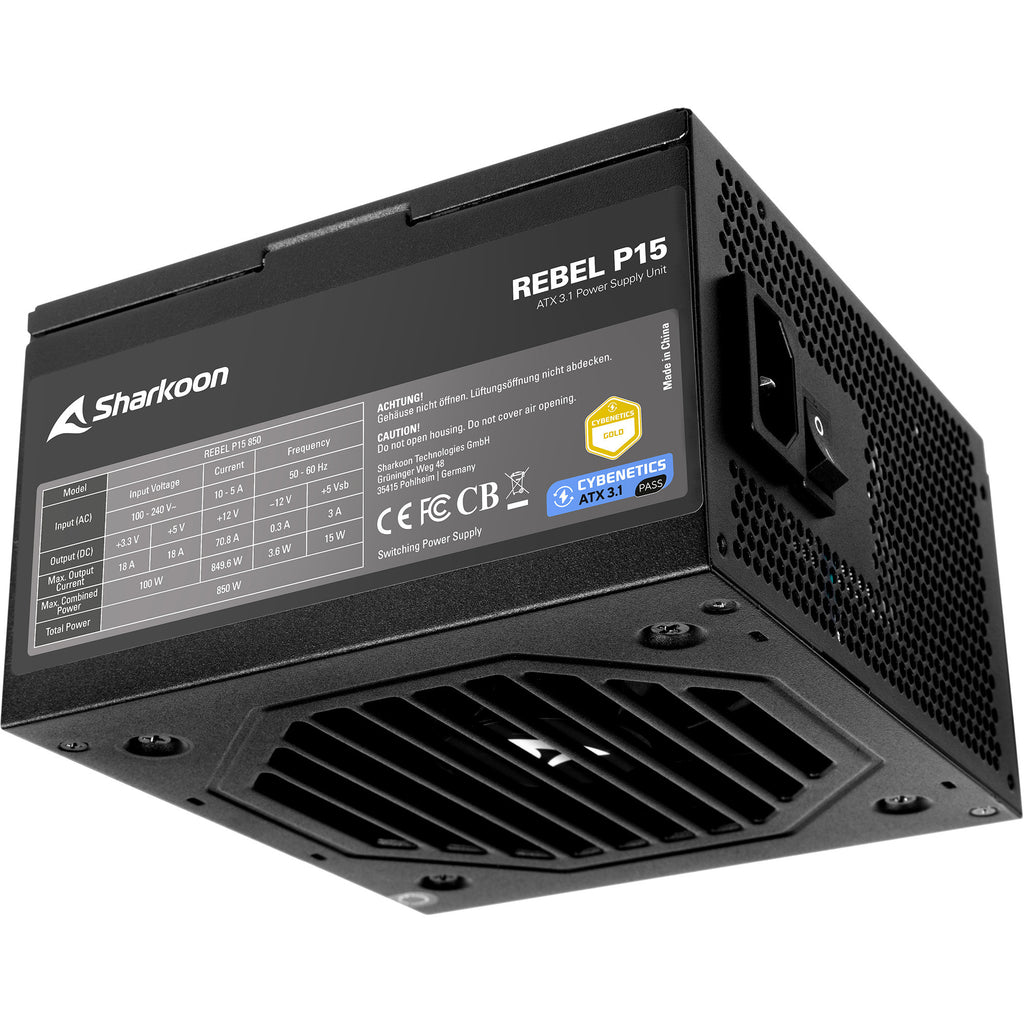 Sharkoon rebel p15 850 watt voeding (zwart, 1x 12v-2x6, 4x pcie)