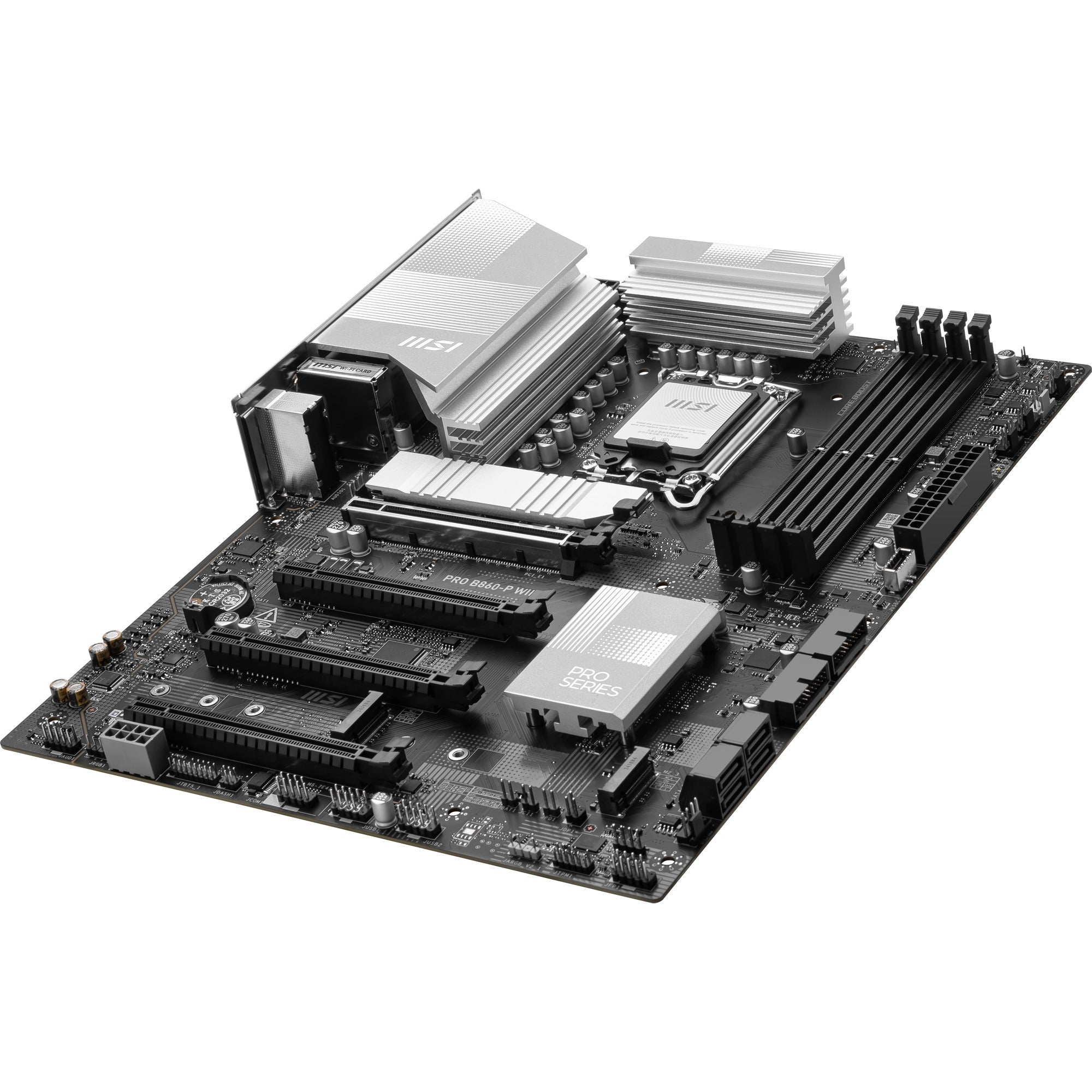 Msi pro b860-p wifi socket 1851 moederbord (zilver, raid, 5gb-lan, wi-fi 7, bt, sound, atx)