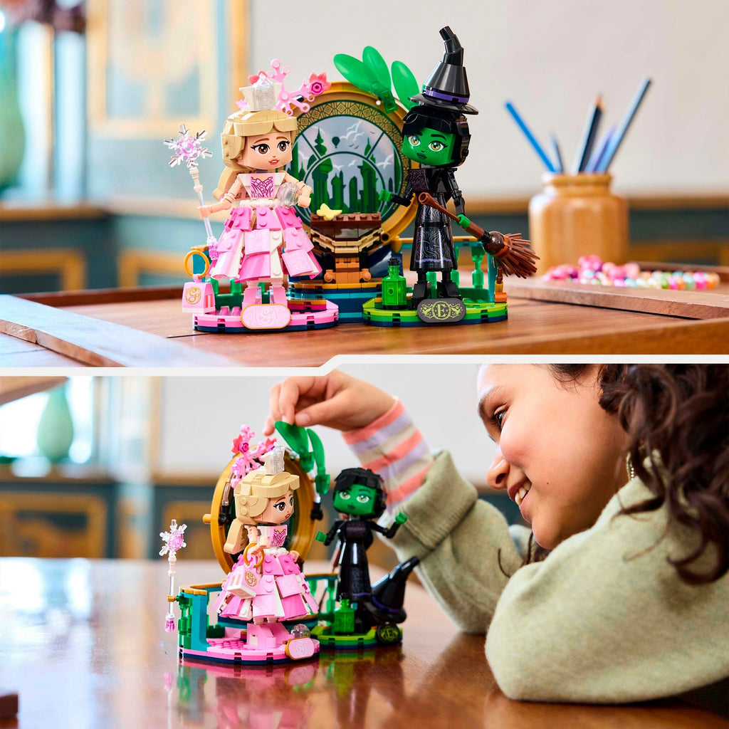 Lego wicked elphaba en glinda figuren, bouwbare speelgoed poppetjes van personages 75682