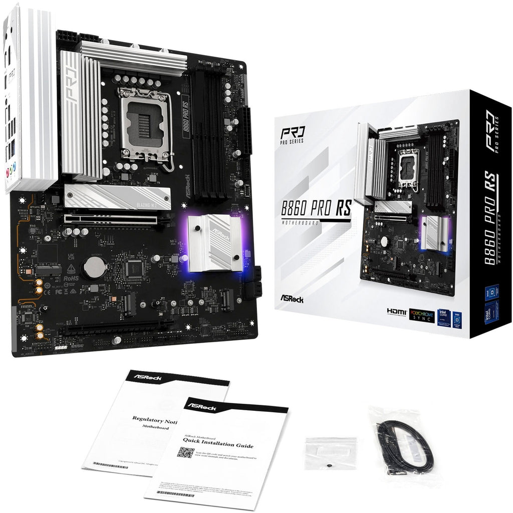 Asrock b860 pro rs socket 1851 moederbord (raid, 2.5 gb-lan, sound, atx)
