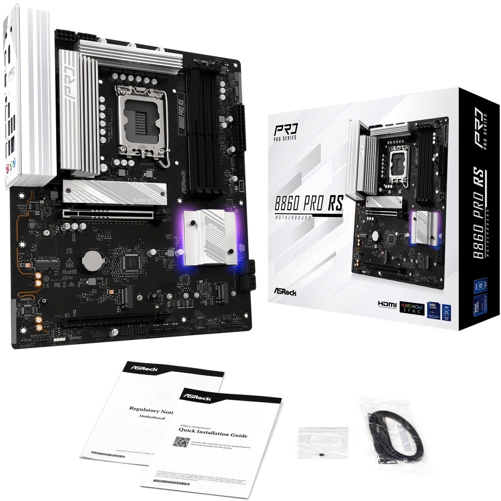 Asrock b860 pro rs socket 1851 moederbord (raid, 2.5 gb-lan, sound, atx)