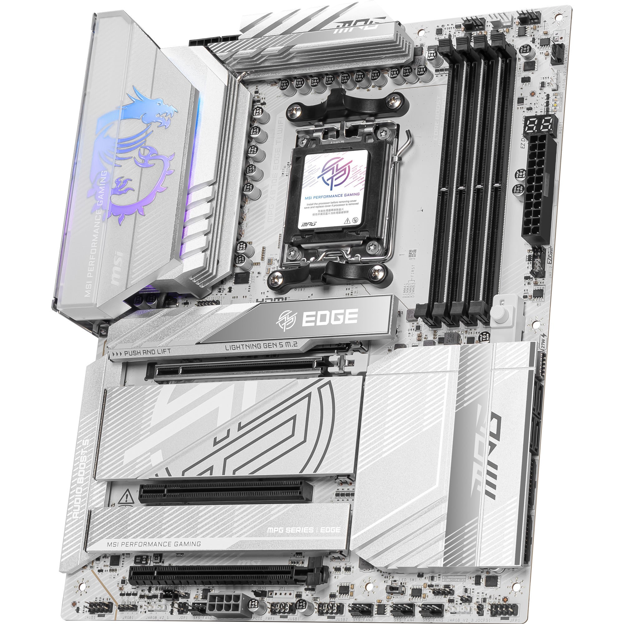 Msi mpg x870e edge ti wifi socket am5 moederbord (zilver, 5gb-lan, wi-fi 7, bt, sound, atx)