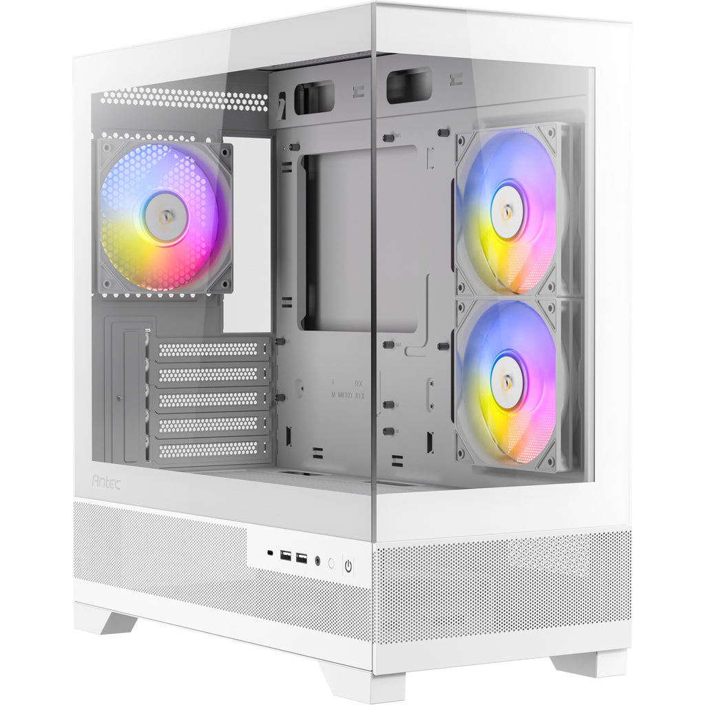 Antec cx500m argb mini tower behuizing (wit | 2x usb-a | 1x usb-c | tempered glass)
