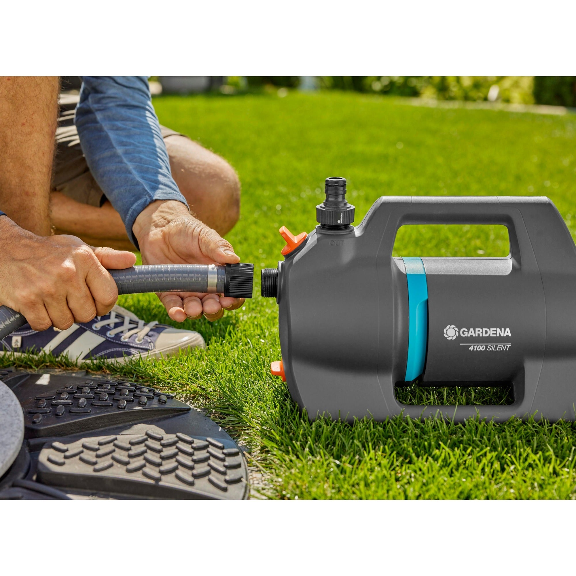 Gardena besproeiingspomp 4100 silent (donkergrijs turquoise, 550 watt)
