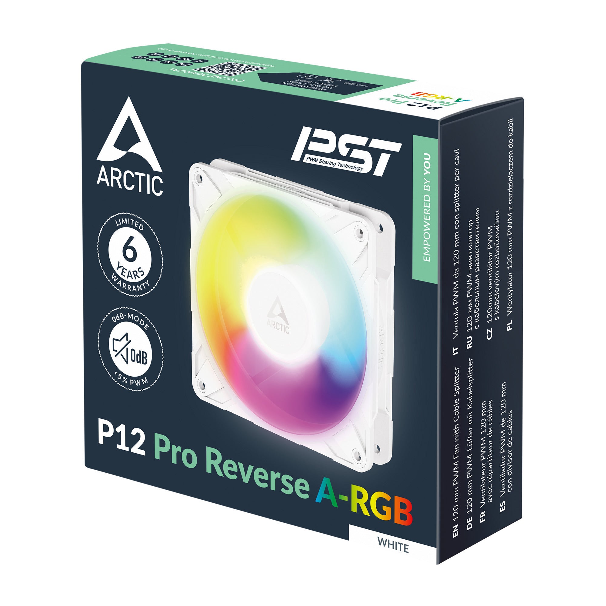 Arctic p12 pro reverse a-rgb case fan (wit, 120 x 120 x 27 mm, pwm)