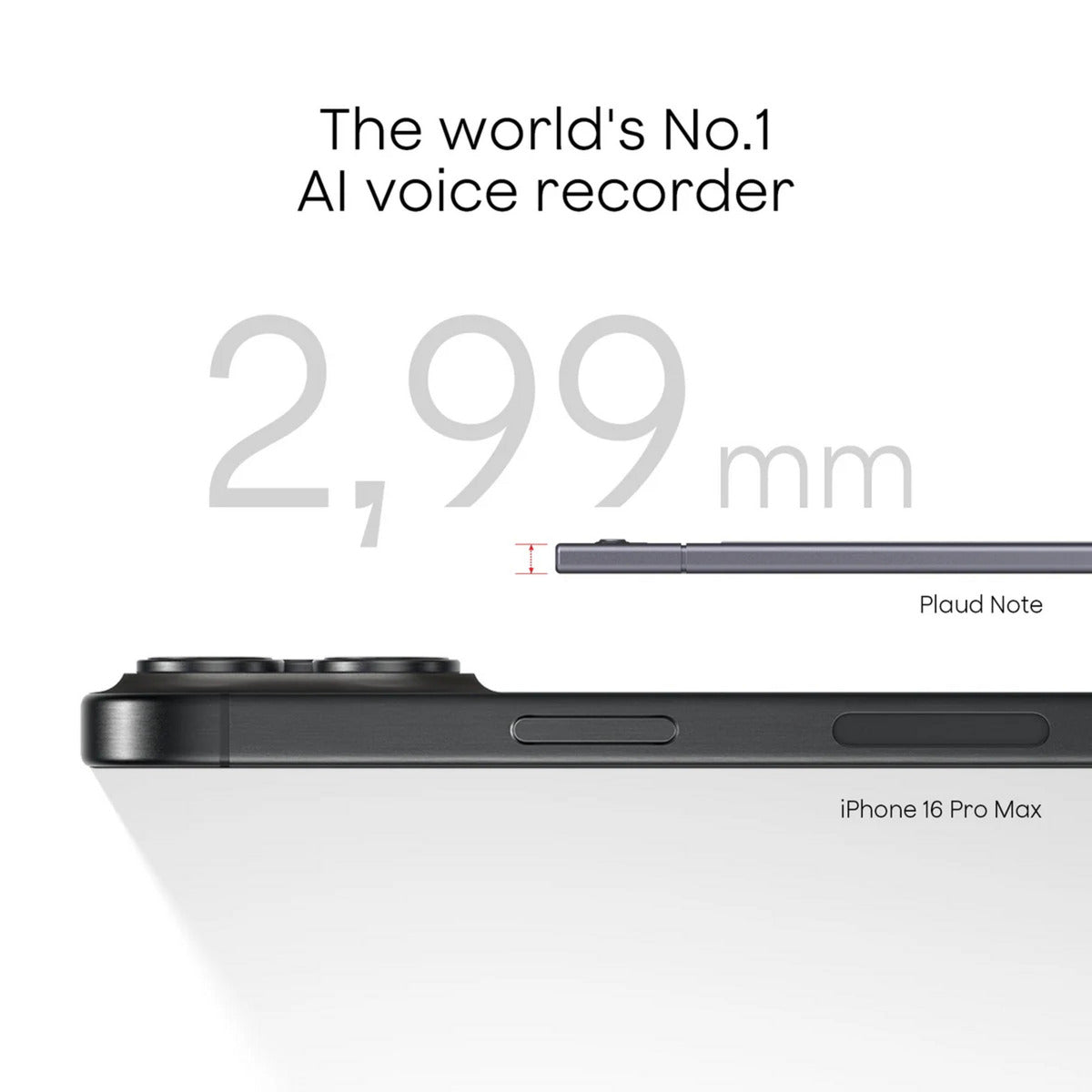 Plaud note dicteerapparaat (zwart, 64 gb, bluetooth (ble 5.2), wi-fi (2.4ghz))
