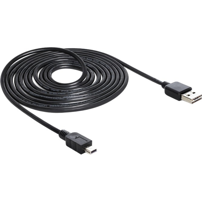 Delock easy-usb-a 2.0 male > mini usb-b 2.0 male kabel (zwart, 3 meter)