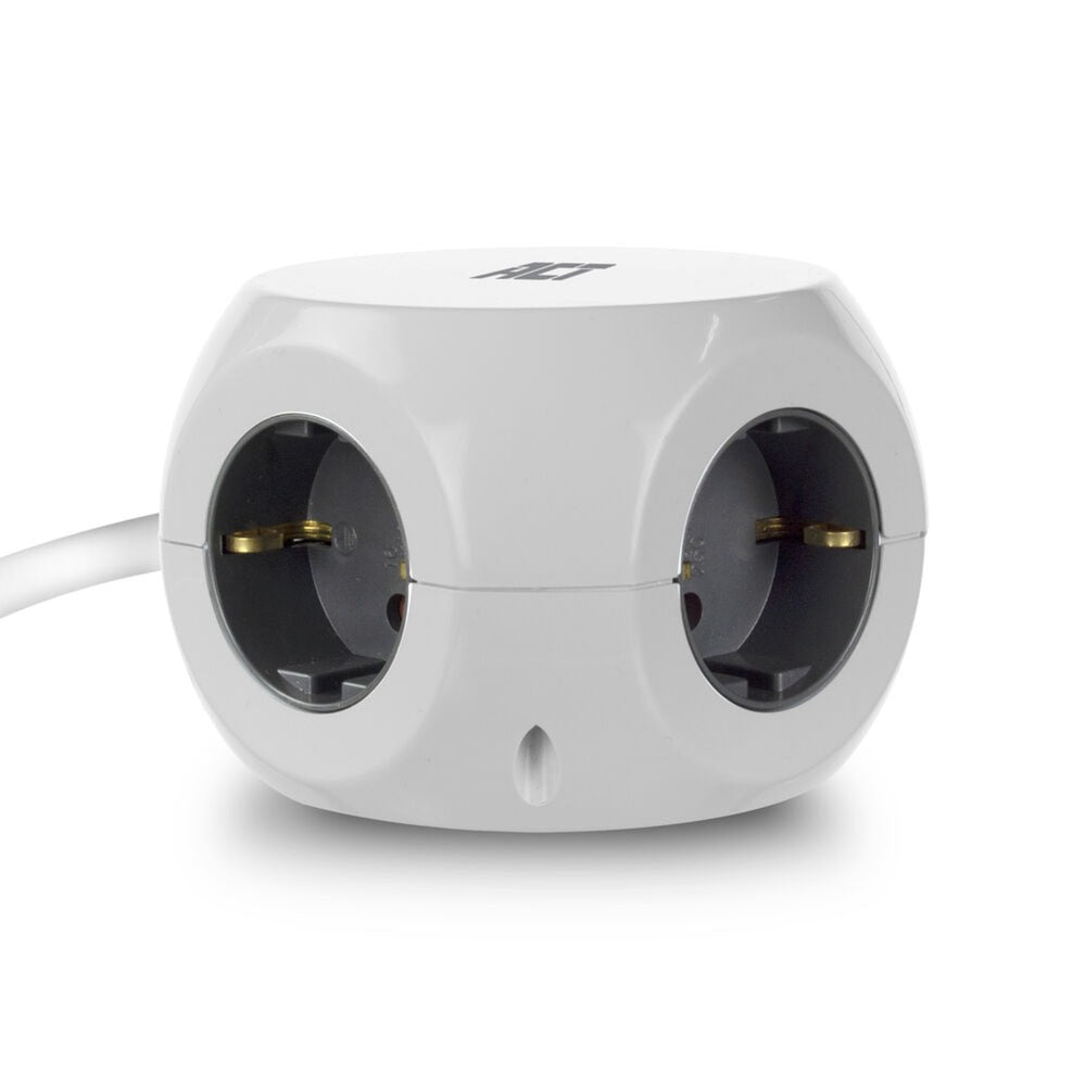 Act connectivity stekkerdoos kubus met 3 stopcontacten, 30w power delivery usb-c a poorten, kabellengte 1,5m stekkerdoos (wit, type f)