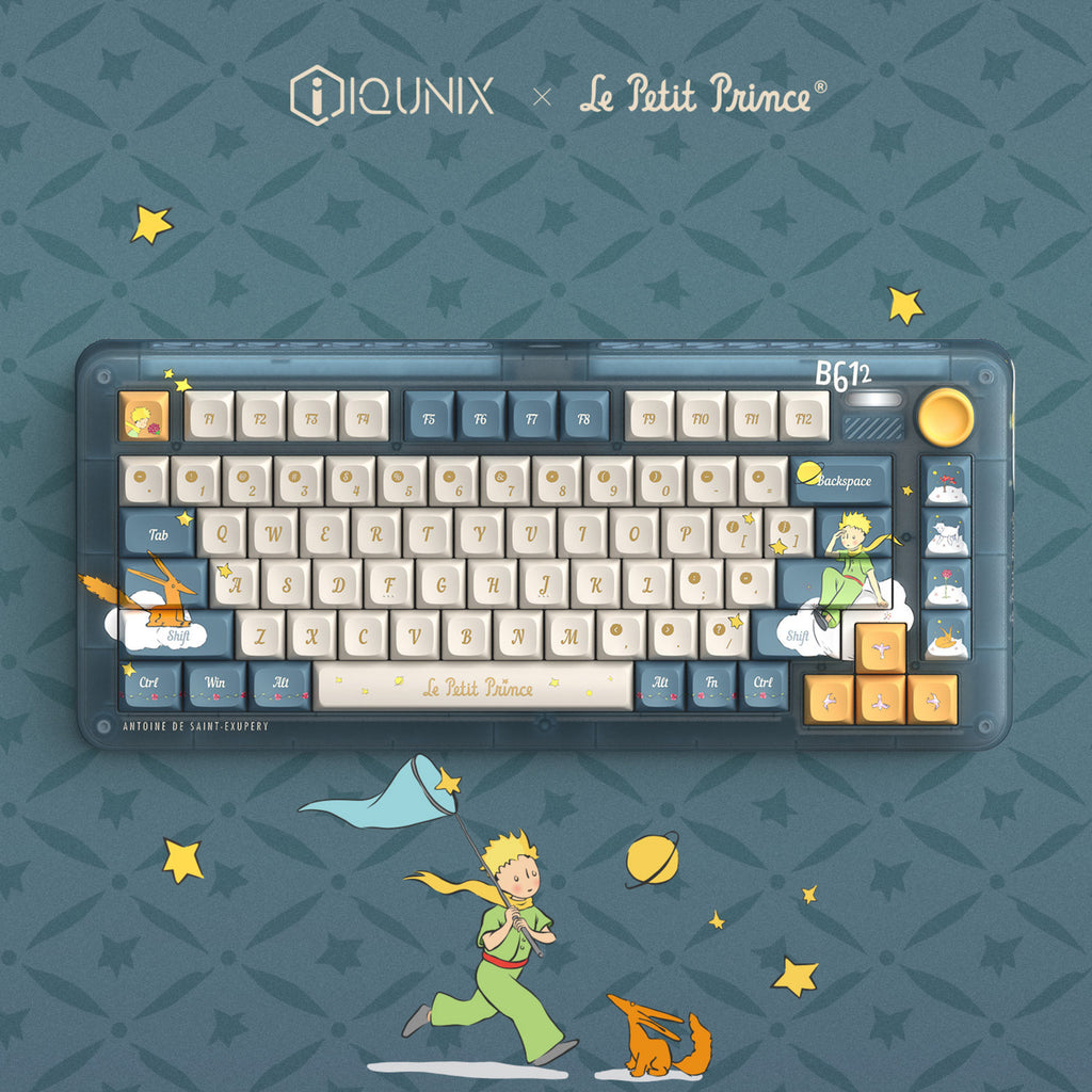 Iqunix zx75 sky encounter wireless mechanical keyboard (blauw, us lay-out (qwerty), gateron red, 75%, rgb leds, hot-swappable, double-shot pbt, 2.4ghz | bluetooth 5.1 | usb-c)