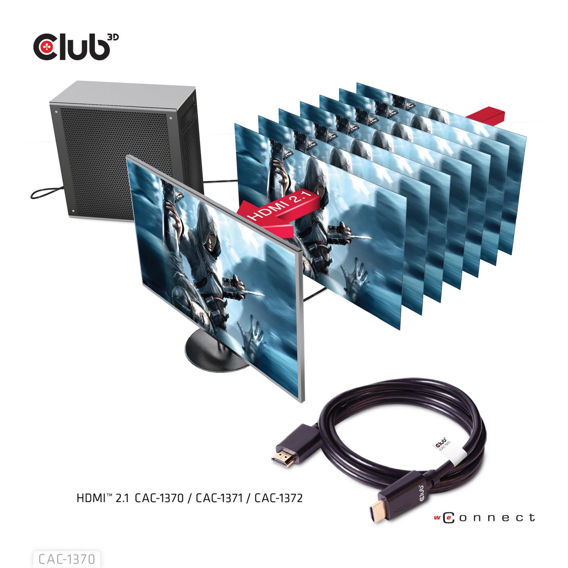 Club 3d ultra high speed hdmi 2.1 gecertificeerde kabel male-male (zwart, 1,5 meter, 4k 120hz, 8k 60hz, 48 gbps)