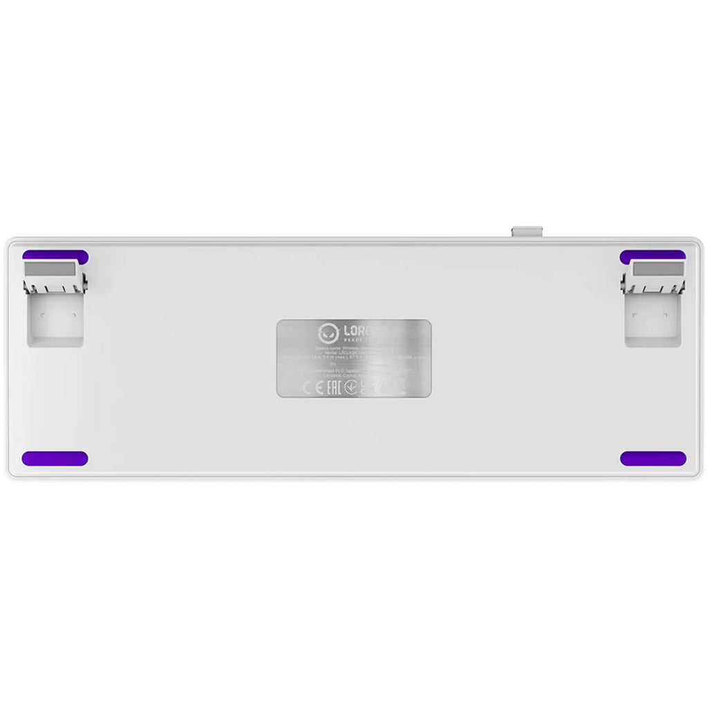 Lorgar kbp70mw rgb mechanisch gaming toetsenbord (wit, us lay-out (qwerty), logar toxic purple, 65%, rgb, hot-swappable, pbt double-shot, bluetooth | 2.4ghz | usb)