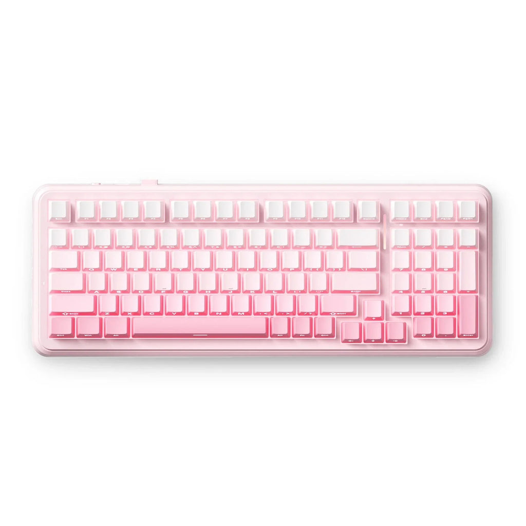 Mchose k99 v2 wireless gasket mount mechanical keyboard (lichtroze, us lay-out (qwerty), kailh box icy creamsicle, 99%, rgb, pbt keycaps, hot-swap, 2.4 ghz | bluetooth | usb-c)