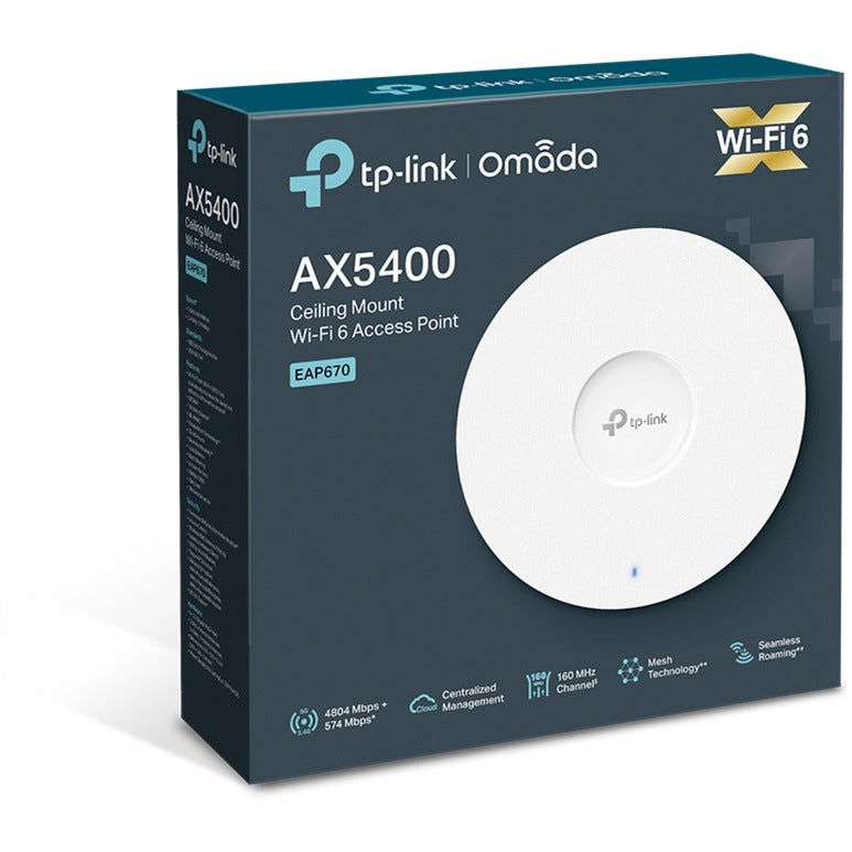 Tp-link omada eap670 ax5400 wifi 6 access point voor plafondmontage mesh access point (wit, poe)