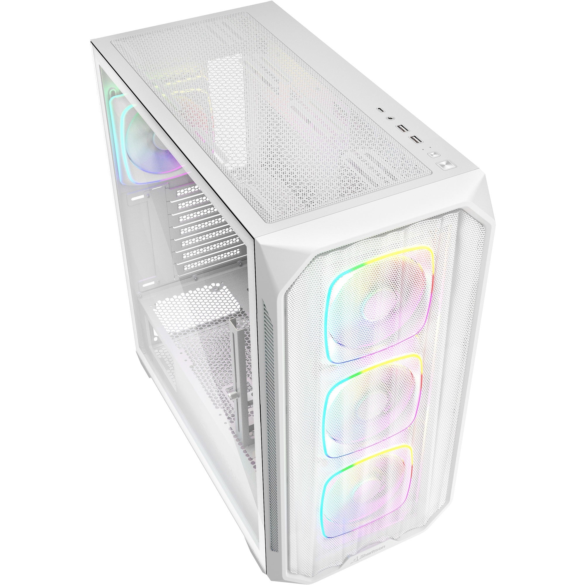 Sharkoon ak5m rgb midi tower behuizing (wit | 2x usb-a | 1x usb-c | rgb | tempered glass)