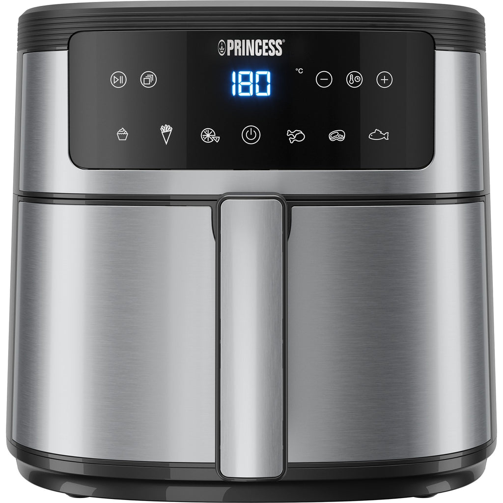 Princess digitale airfyer 6l heteluchtfriteuse (zwart zilver, 6 liter)