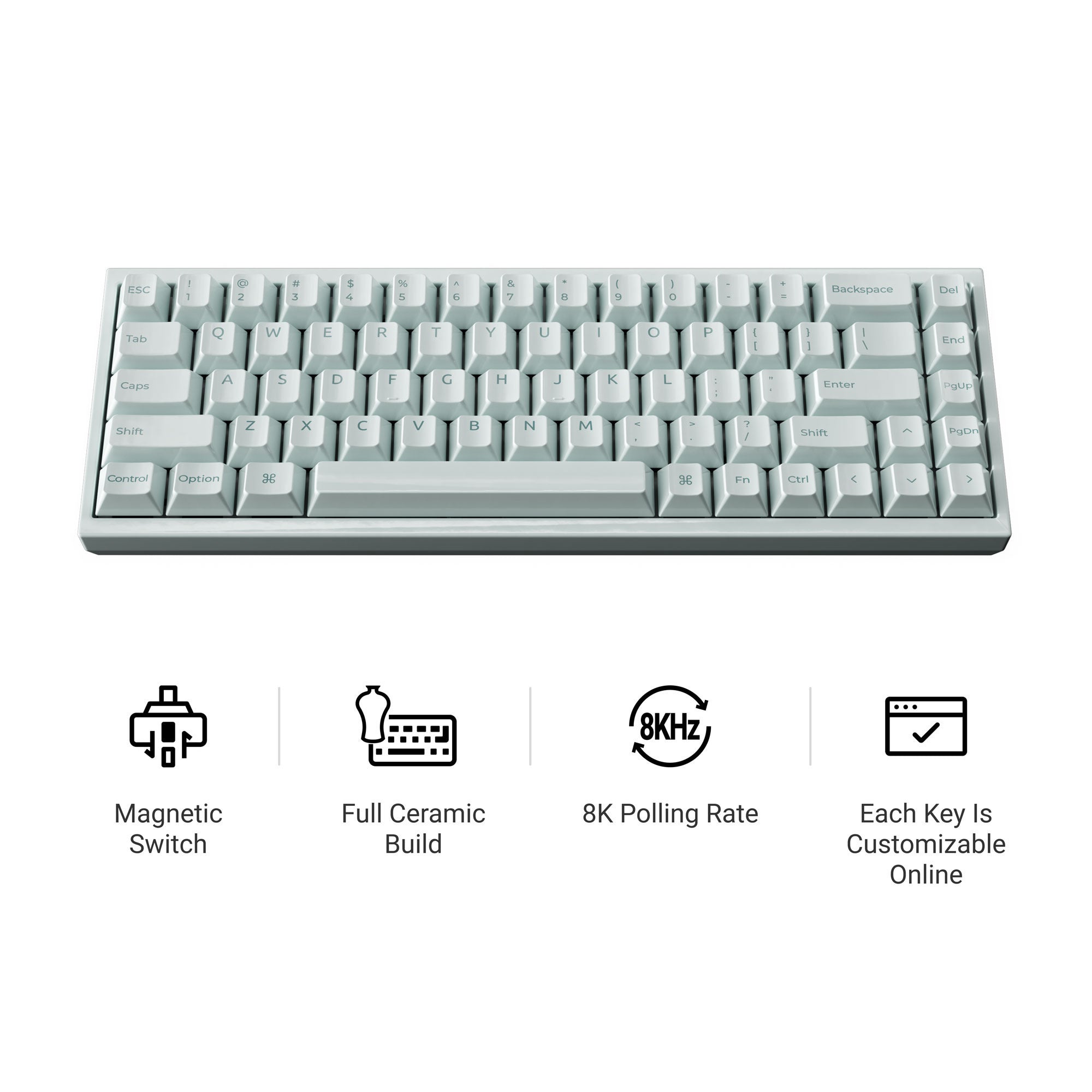 Keychron q16 he 8k magnetic switch keyboard (lichtgroen, us lay-out (qwerty), ultra-fast lime, 65%, rgb, hot swap, 8k)