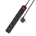 Act stekkerdoos met lichtgevende schakelaar, 6 sockets, 3 m, zwart ac2465