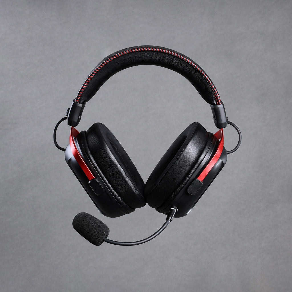 Mchose s9 pro wireless over-ear gaming headset (zwart rood, pc laptop playstation switch smartphone, 2.4g bluetooth wired type-c )