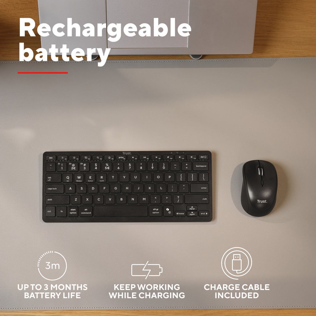 Trust nado ii bluetooth-toetsenbord (zwart, us lay-out (qwerty), scissor switches, 80% (tkl), bluetooth)