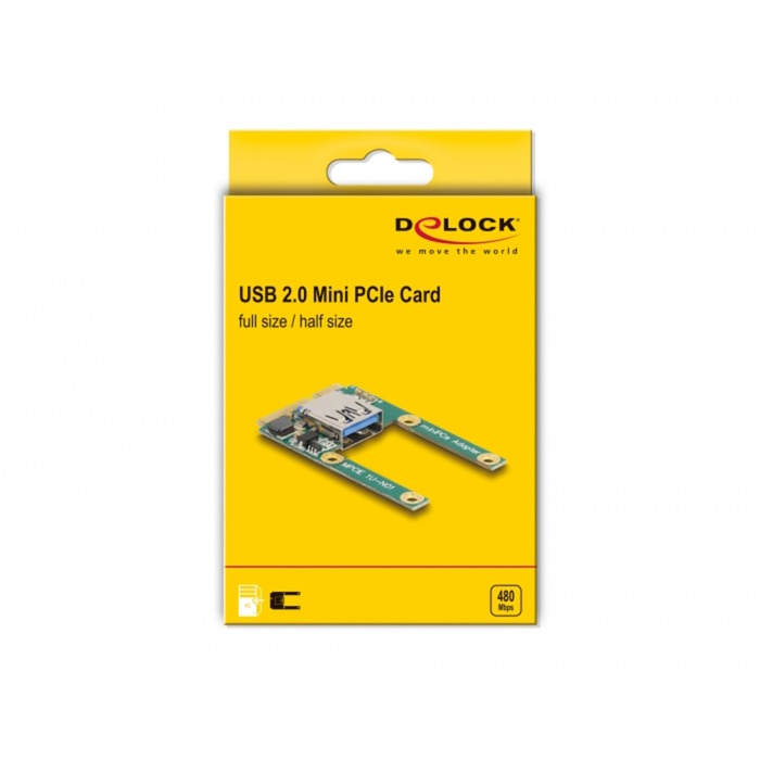 Delock mini pcie i o 1 x usb 2.0 type-a female full size half size controller