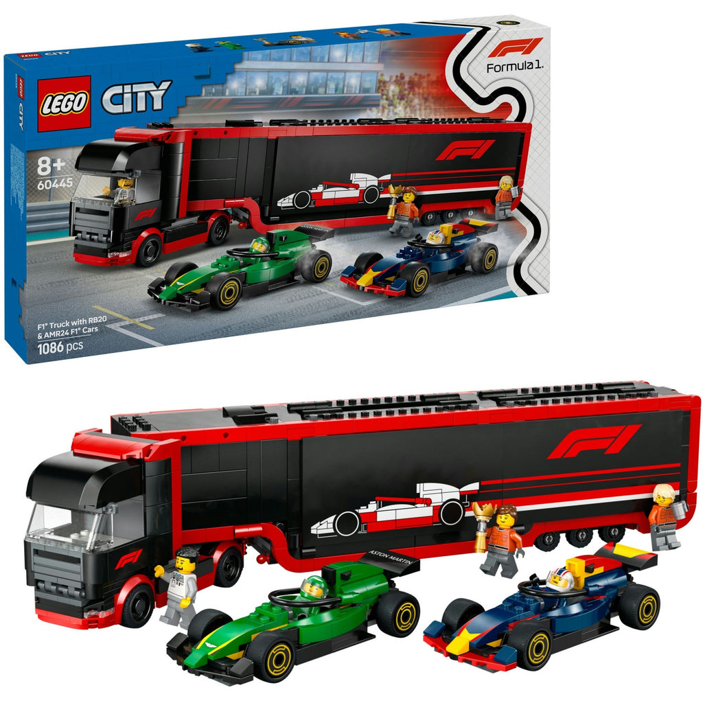 Lego City 60445 F1 Truck mit RB20 und AMR24 F1 Autos