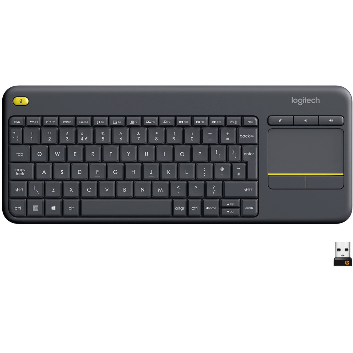 Logitech k400 plus toetsenbord (antraciet, eu lay-out (qwerty))