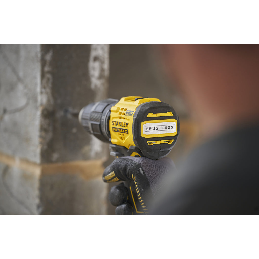 Stanley fatmax v20 18v schroefklopboormachine klopboorschroevendraaier (zwart geel, 2 accu's en oplader inbegrepen, met koffer)