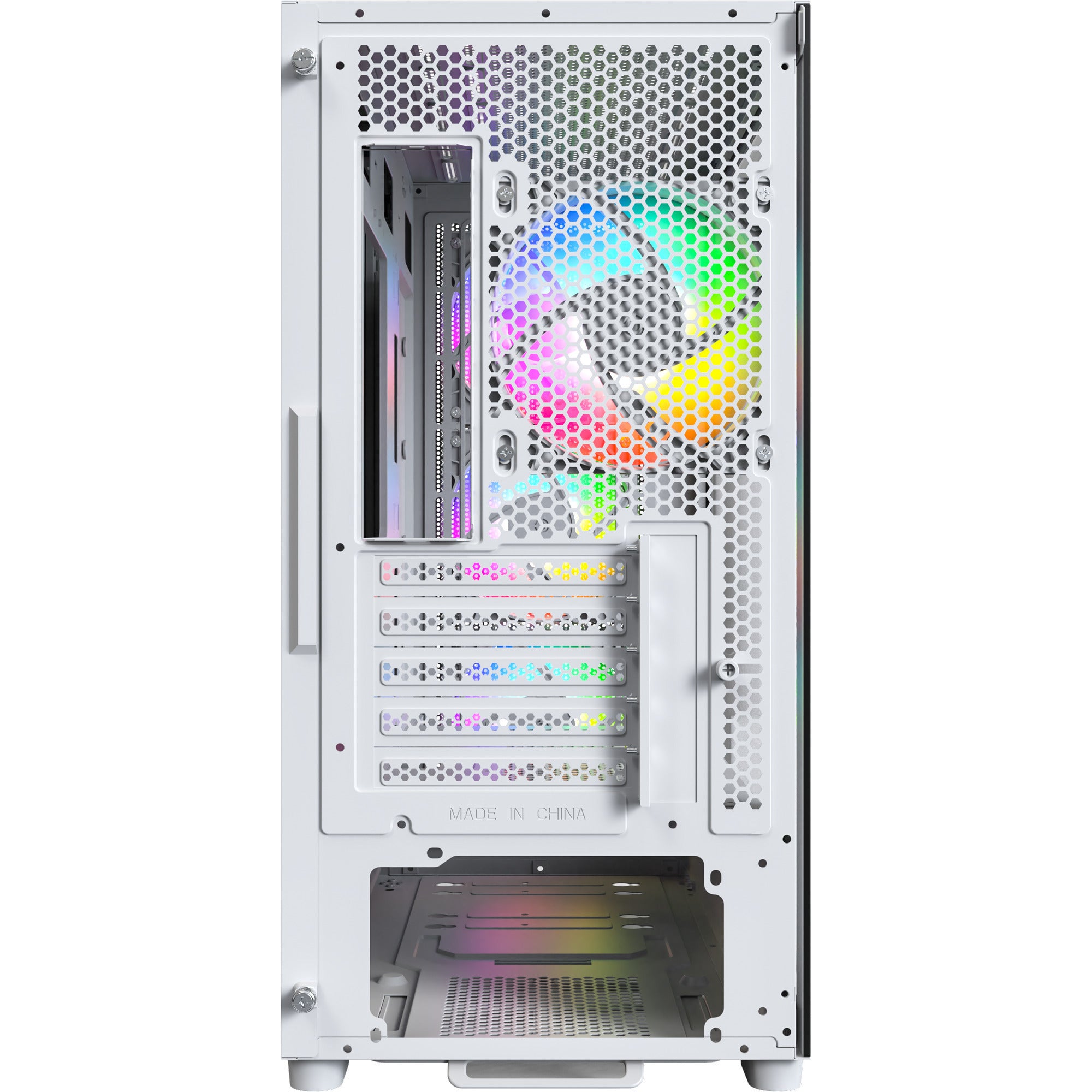 Montech x5m midi tower behuizing (wit | 2x usb-a | 1x usb-c | rgb | tempered glass)