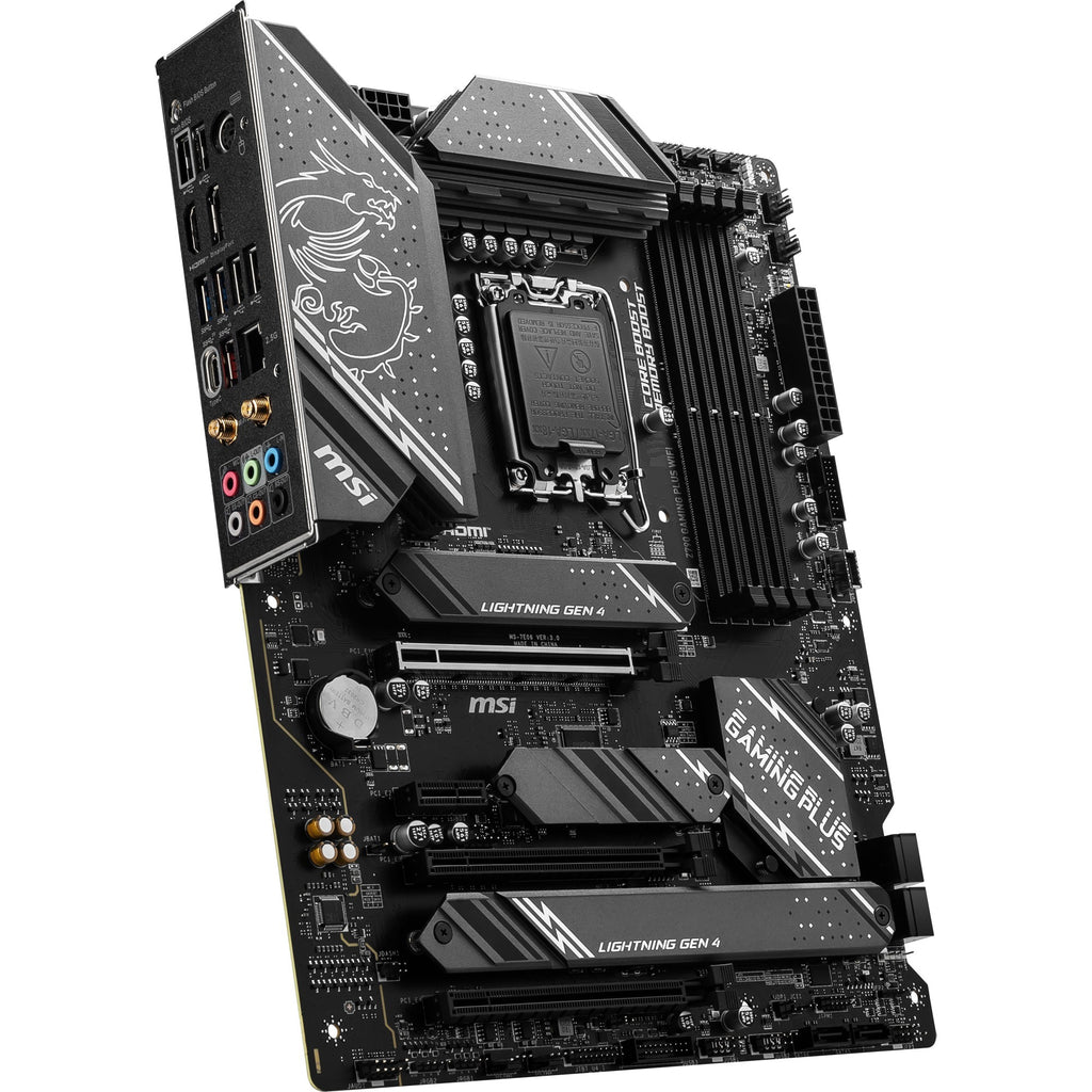 Msi z790 gaming plus wifi socket 1700 moederbord (grijs zwart, raid, 2.5 gb-lan, wi-fi 6e, bt, sound, atx)