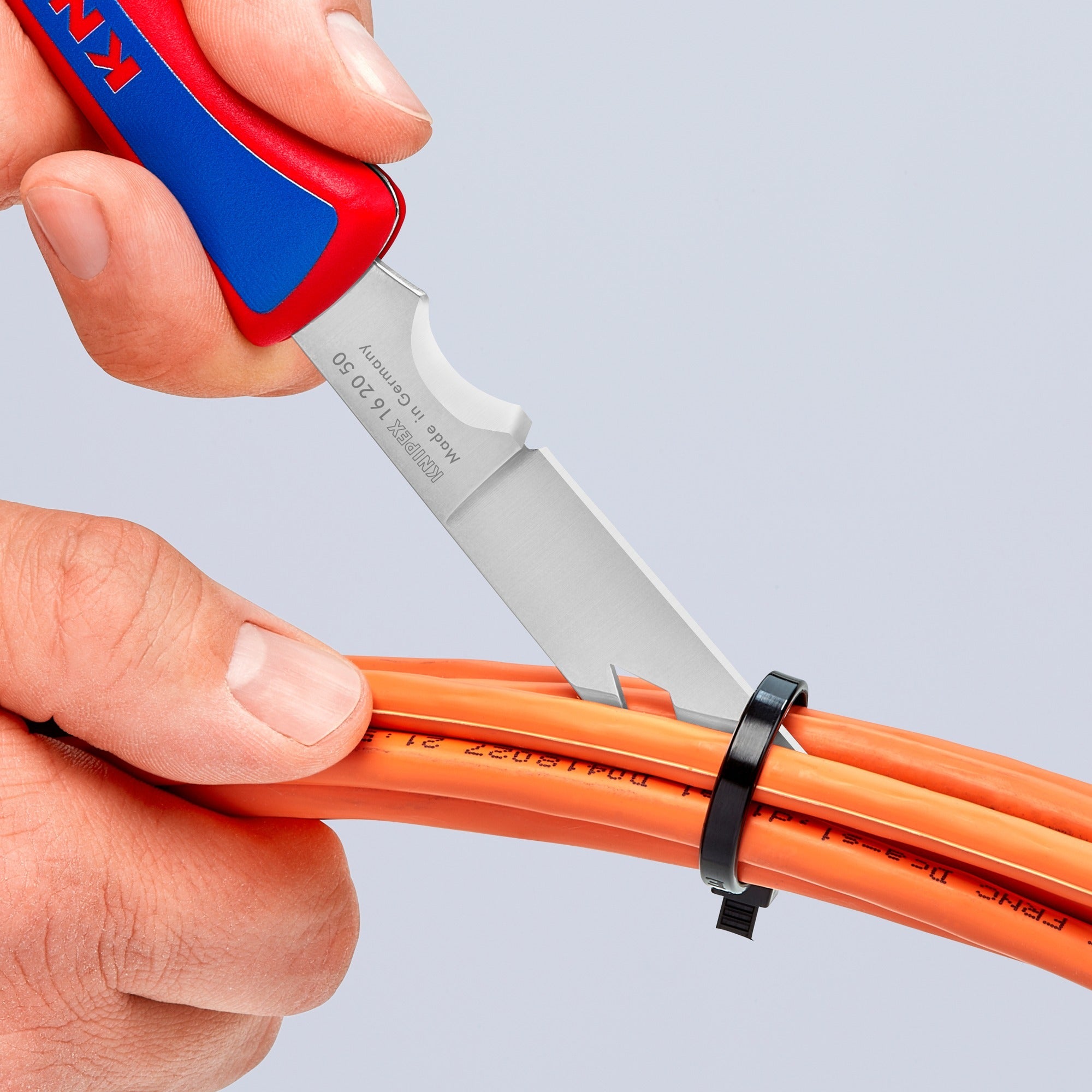 Knipex electriciën zakmes 16 20 50 sb (rood blauw, lengte 120mm)