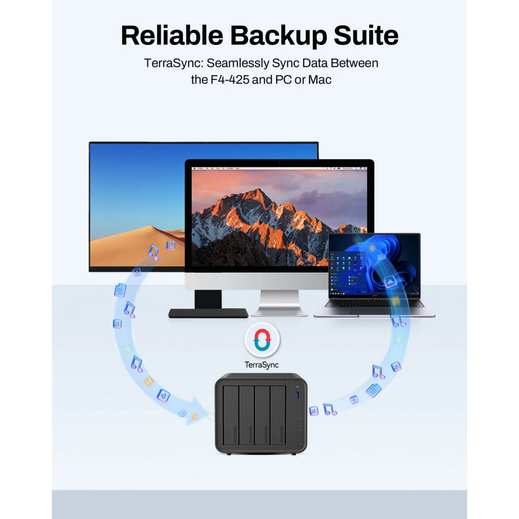 Terramaster f4-425 nas (zwart, 1x 2.5gbe, hdmi, usb)