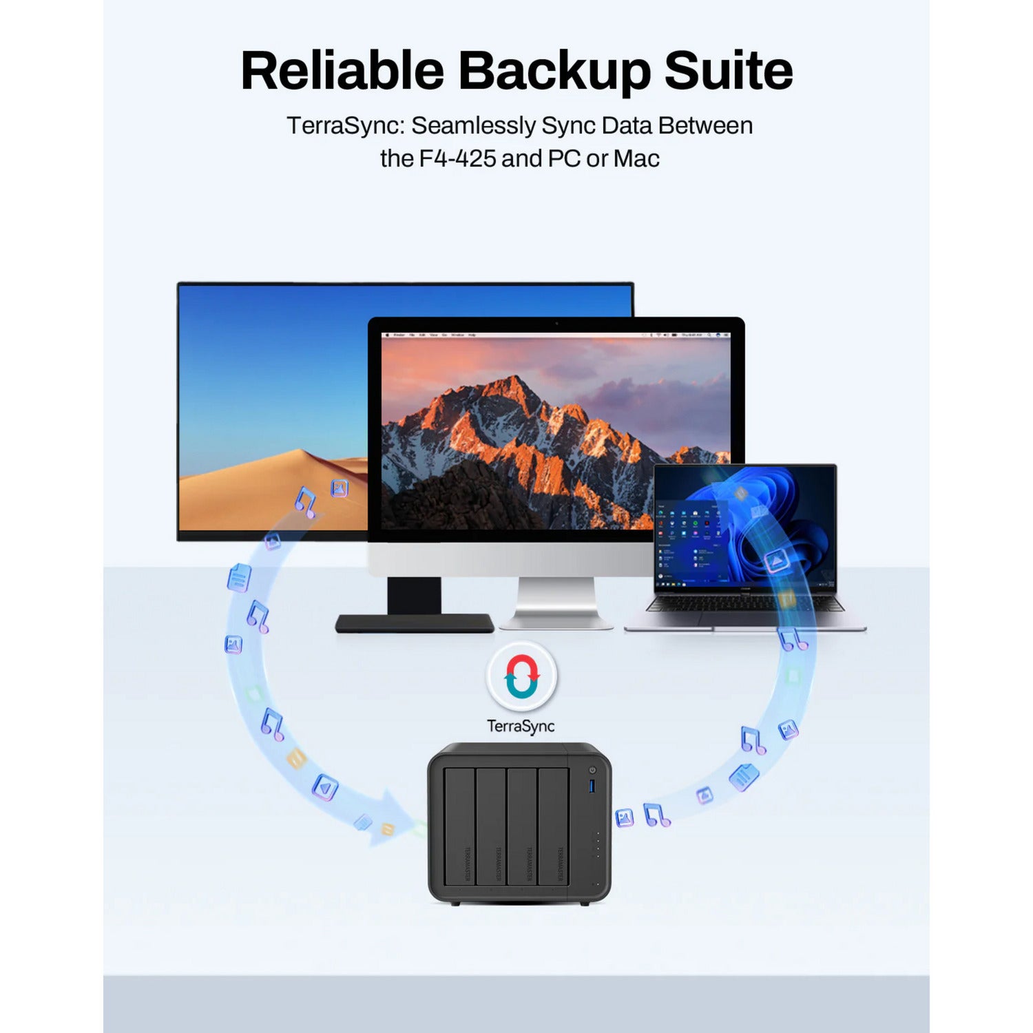 Terramaster f4-425 nas (zwart, 1x 2.5gbe, hdmi, usb)