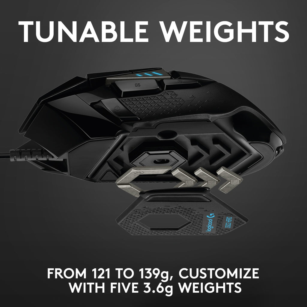 Logitech g502 hero high performance gaming mouse (zwart, 100 - 25.600 dpi, rgb leds)