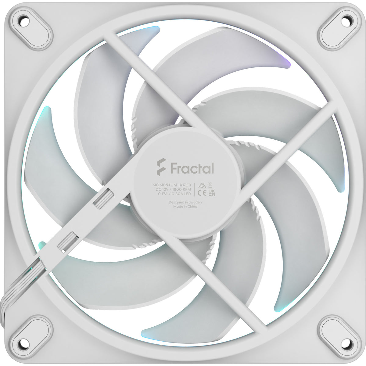 Fractal design momentum 14 rgb case fan (wit, 140 x 140 x 25 mm, pwm)