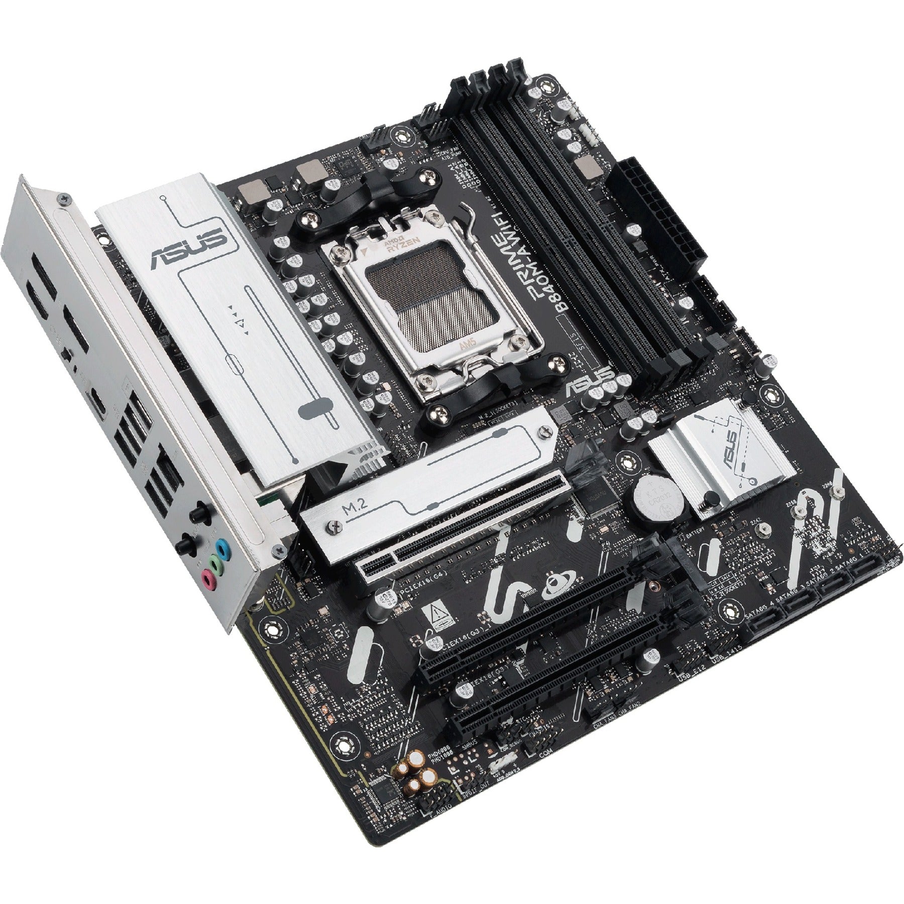 Asus prime b840m-a wifi socket am5 moederbord (2.5 gbe-lan, wi-fi 6e, bt, sound, µatx)