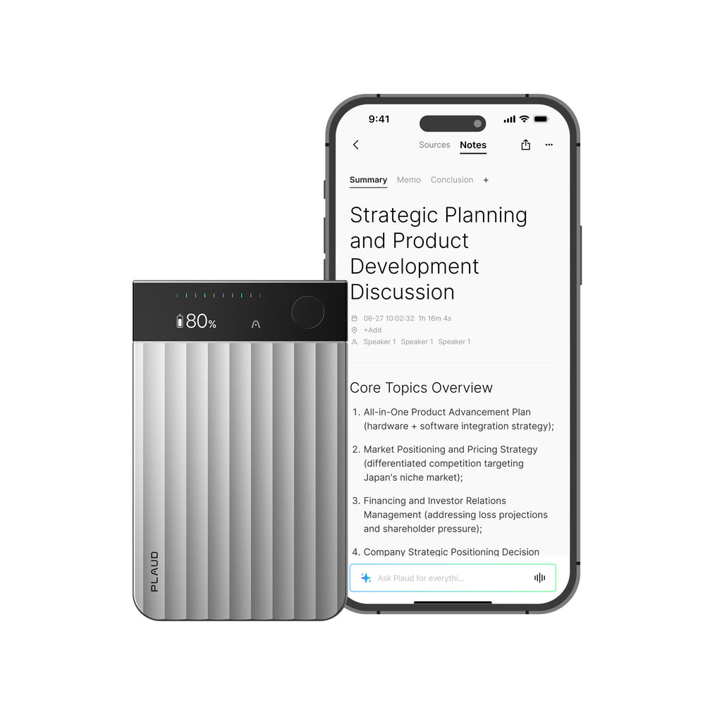 Plaud note pro dicteerapparaat (zilver, 64 gb, bluetooth (ble 5.4), dual-band wi-fi (2.4ghz 5ghz))