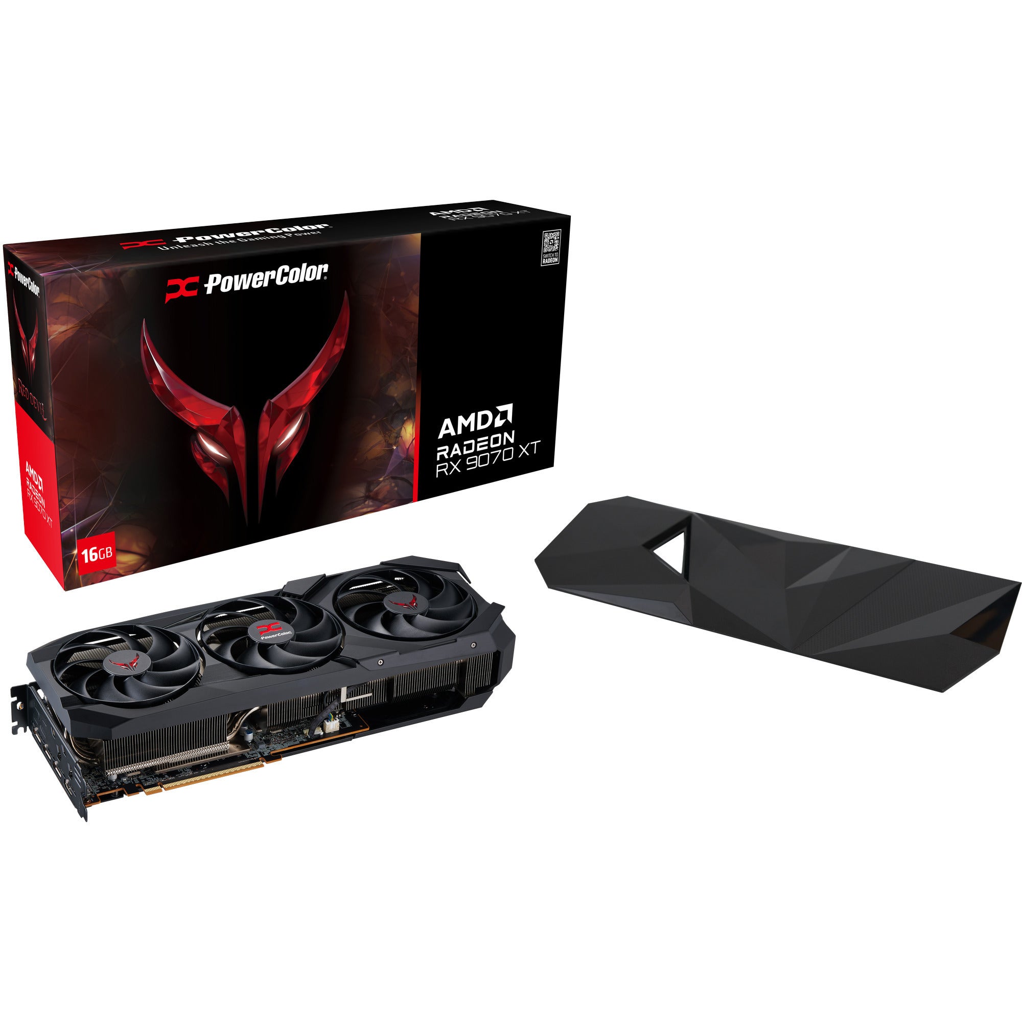 Powercolor radeon rx 9070 xt red devil 16gb oc backplate special edition grafische kaart (zwart, rdna4, gddr6, 3x displayport, 1x hdmi)