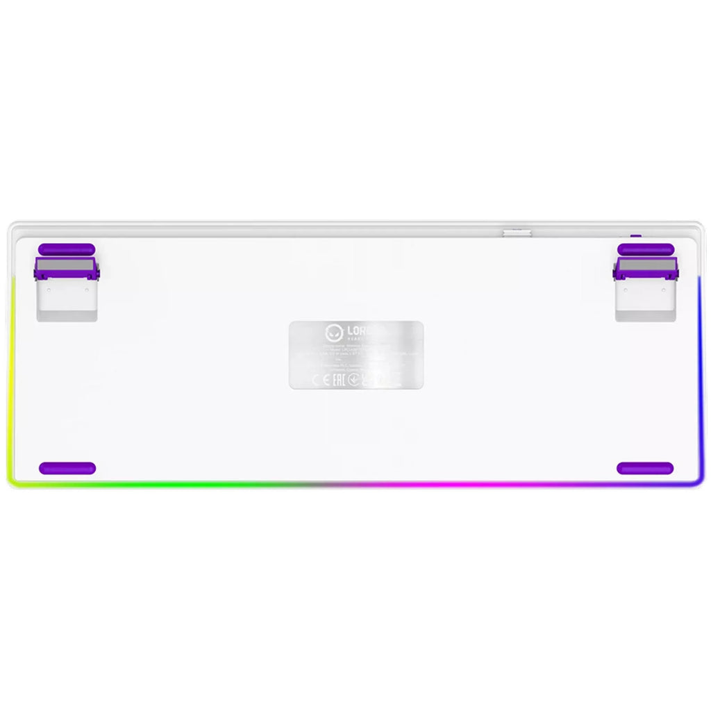 Lorgar kbp70tklw rgb mechanisch gaming toetsenbord (wit, us lay-out (qwerty), logar toxic purple, 80% (tkl), rgb, hot-swappable, pbt double-shot, bluetooth | 2.4ghz | usb)