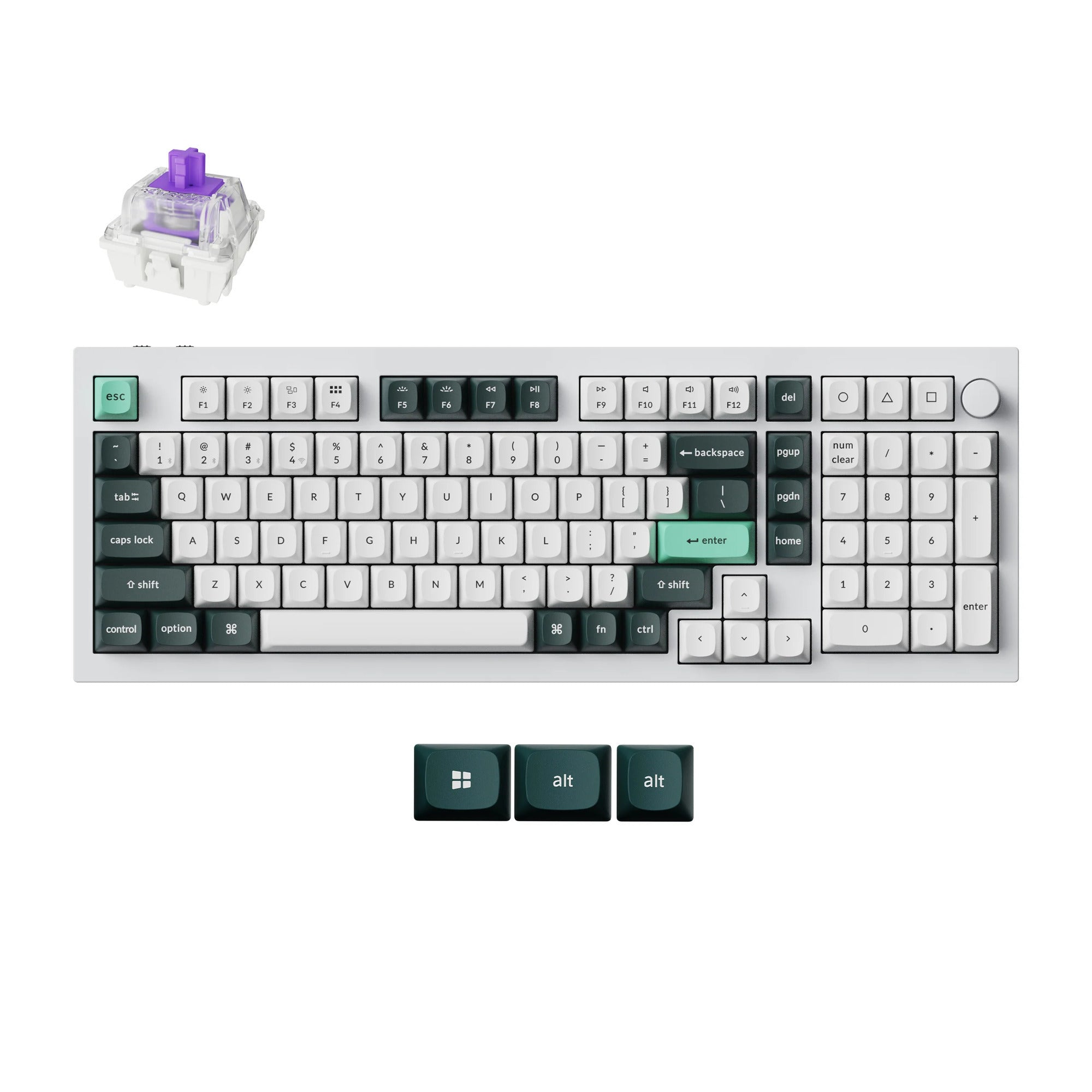 Keychron q5 he qmk wireless custom keyboard (wit, us lay-out (qwerty), gateron double-rail magnetic nebula, 96%, rgb leds, osa double-shot pbt, hot swap, knob, 2.4ghz | bluetooth 5.1 | usb-c)
