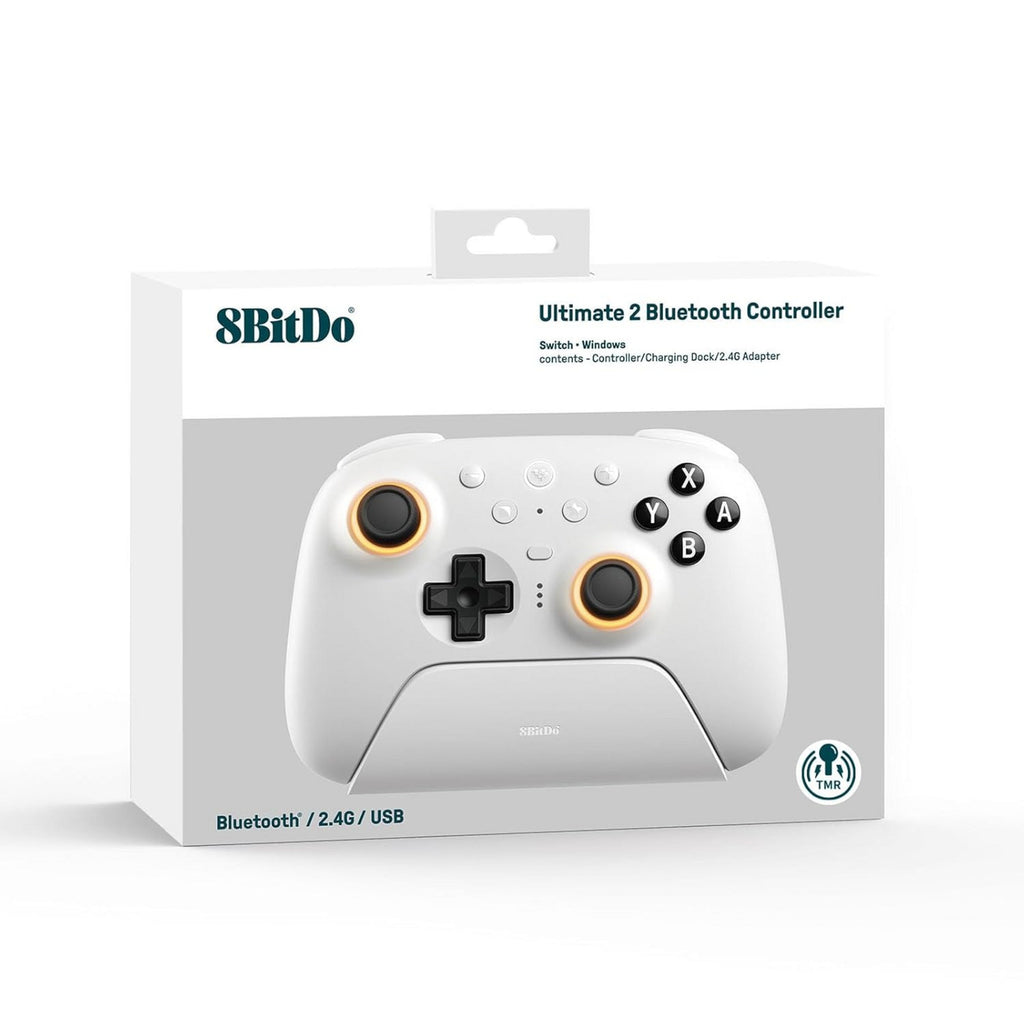 8bitdo ultimate 2 bluetooth controller (wit, pc, switch 2, bluetooth usb-c 2.4 ghz)