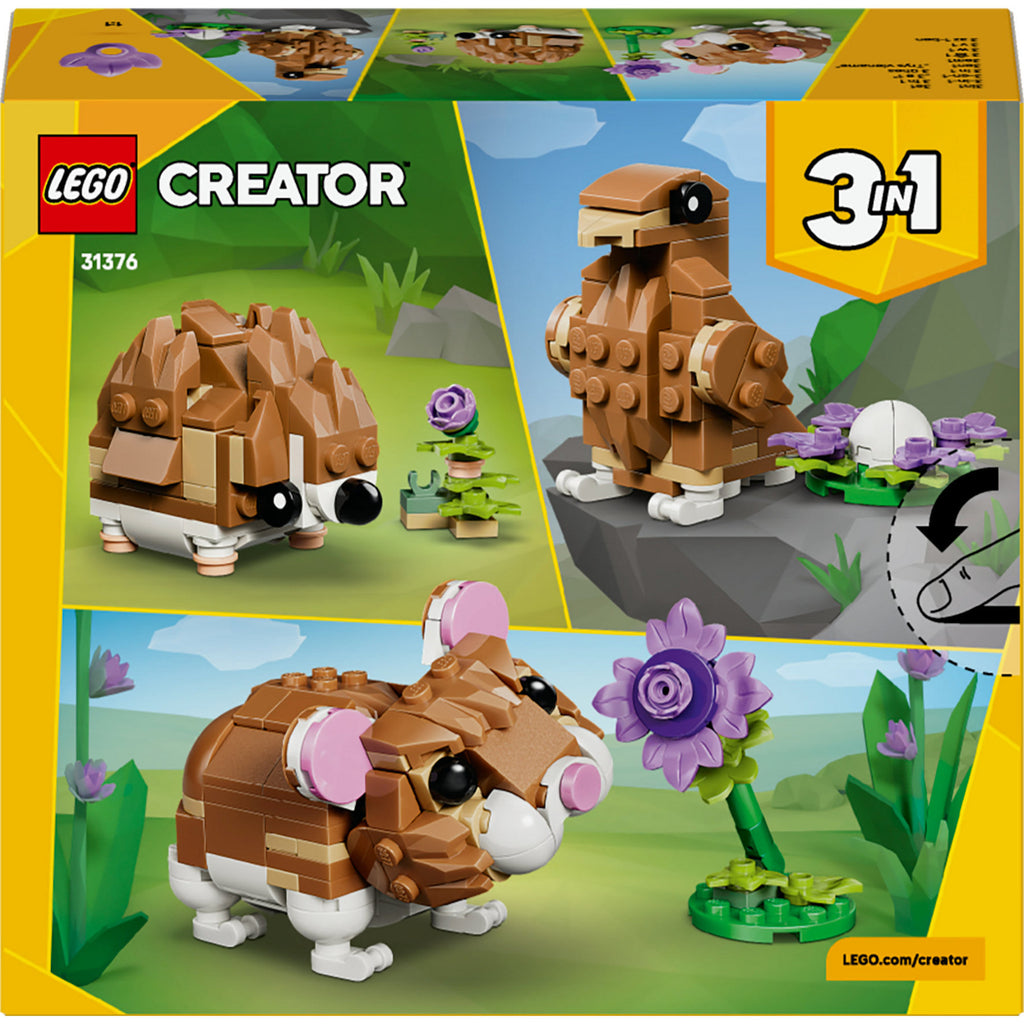 Lego creator 3-in-1 - schattige hamster met bloem constructiespeelgoed (31376)